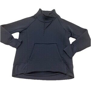 ATHLETA Jacquard Elevation Women's Quilted Pullover Sweatshirt Navy Blue Small